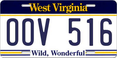 WV license plate OOV516