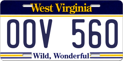 WV license plate OOV560