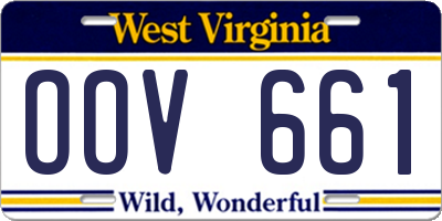 WV license plate OOV661
