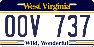WV license plate OOV737
