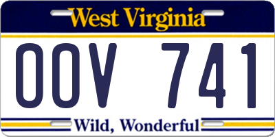 WV license plate OOV741