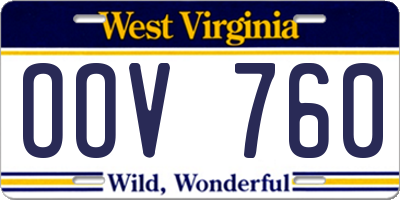 WV license plate OOV760