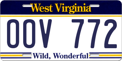 WV license plate OOV772