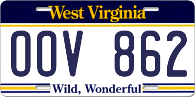 WV license plate OOV862
