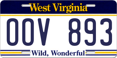 WV license plate OOV893