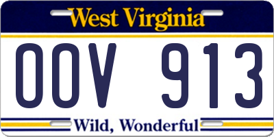 WV license plate OOV913