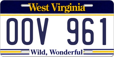 WV license plate OOV961