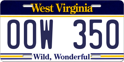WV license plate OOW350