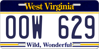 WV license plate OOW629