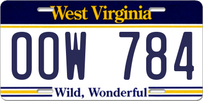 WV license plate OOW784