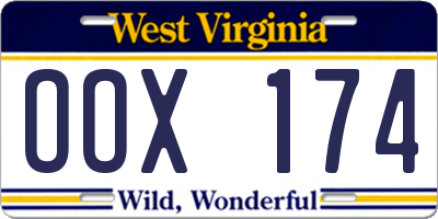 WV license plate OOX174