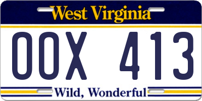 WV license plate OOX413