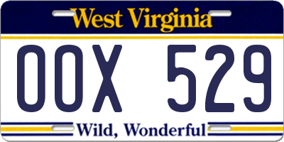 WV license plate OOX529