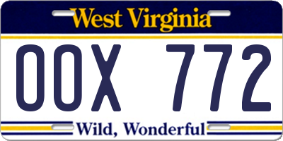 WV license plate OOX772