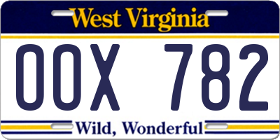 WV license plate OOX782