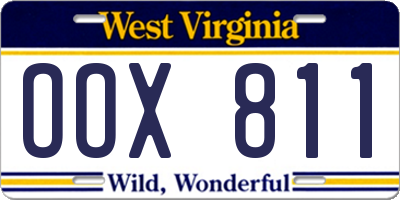 WV license plate OOX811