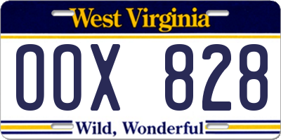 WV license plate OOX828