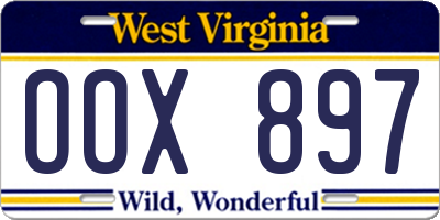 WV license plate OOX897