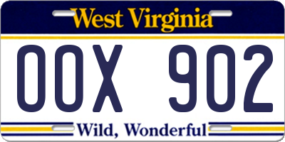 WV license plate OOX902