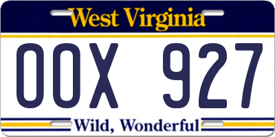 WV license plate OOX927