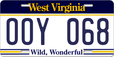WV license plate OOY068