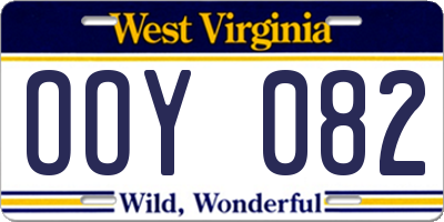 WV license plate OOY082
