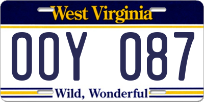 WV license plate OOY087