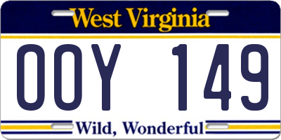 WV license plate OOY149