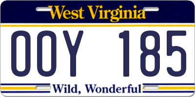 WV license plate OOY185