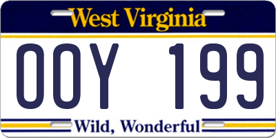 WV license plate OOY199
