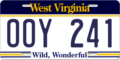 WV license plate OOY241