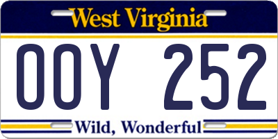 WV license plate OOY252