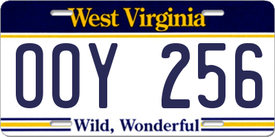 WV license plate OOY256