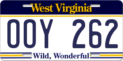 WV license plate OOY262