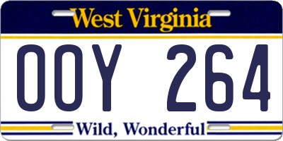 WV license plate OOY264