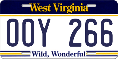WV license plate OOY266