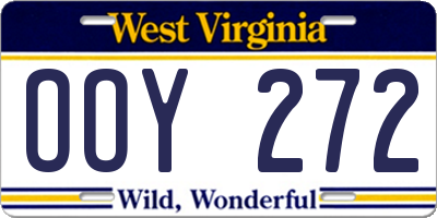 WV license plate OOY272