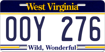 WV license plate OOY276