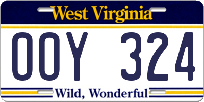 WV license plate OOY324