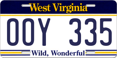 WV license plate OOY335