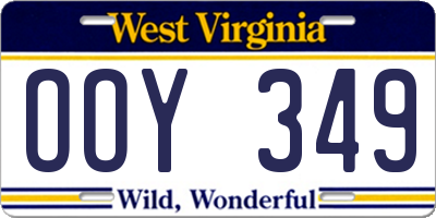 WV license plate OOY349