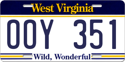 WV license plate OOY351