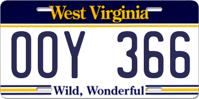 WV license plate OOY366