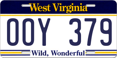 WV license plate OOY379
