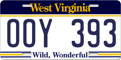 WV license plate OOY393