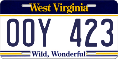 WV license plate OOY423