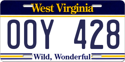 WV license plate OOY428