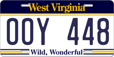 WV license plate OOY448