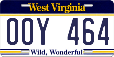 WV license plate OOY464