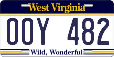 WV license plate OOY482